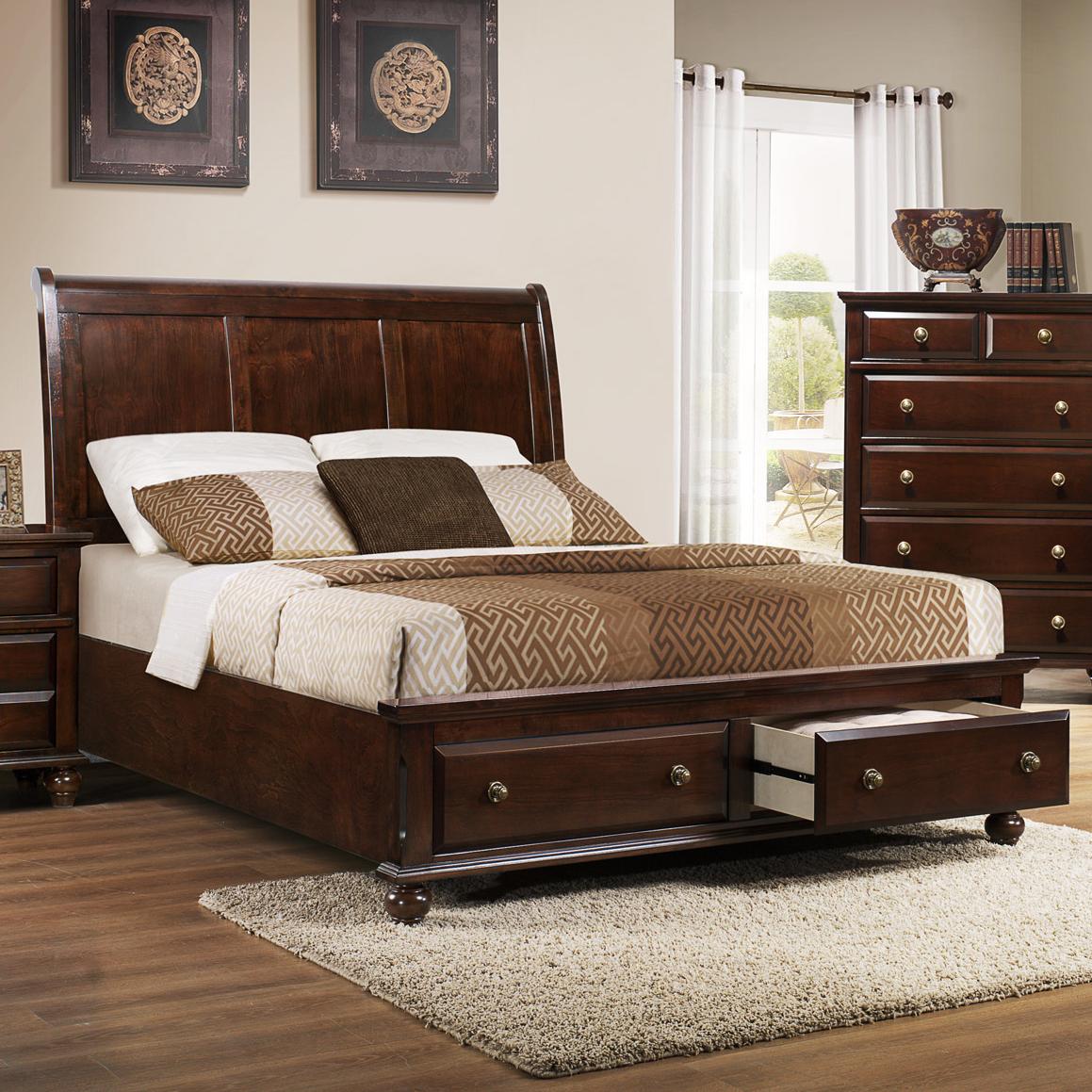 Crown Mark Portsmouth B6075 King Panel Bed with Storage Footboard Del